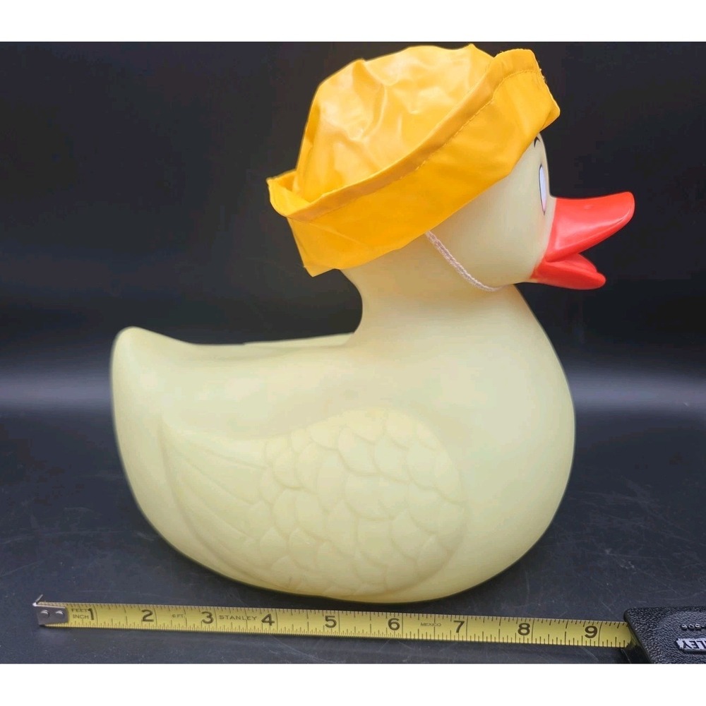 Vintage Prestige Jumbo Rubber Duckie 9" Duck with Original Yellow Rain Hat VTG - Picture 2 of 6